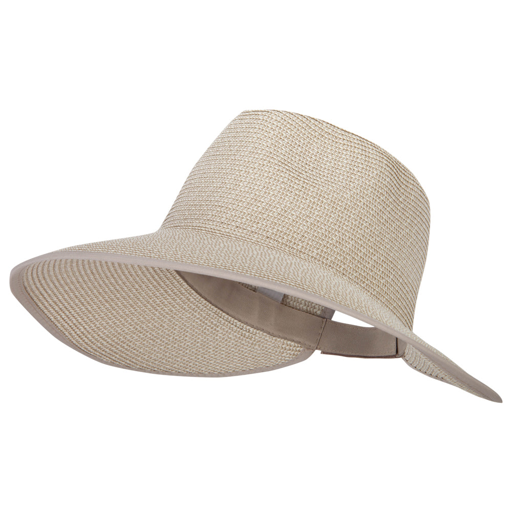 Women's Paper Braid Bow Accented Wide Split Brim Fedora Hat