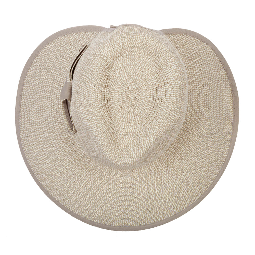 Women's Paper Braid Bow Accented Wide Split Brim Fedora Hat