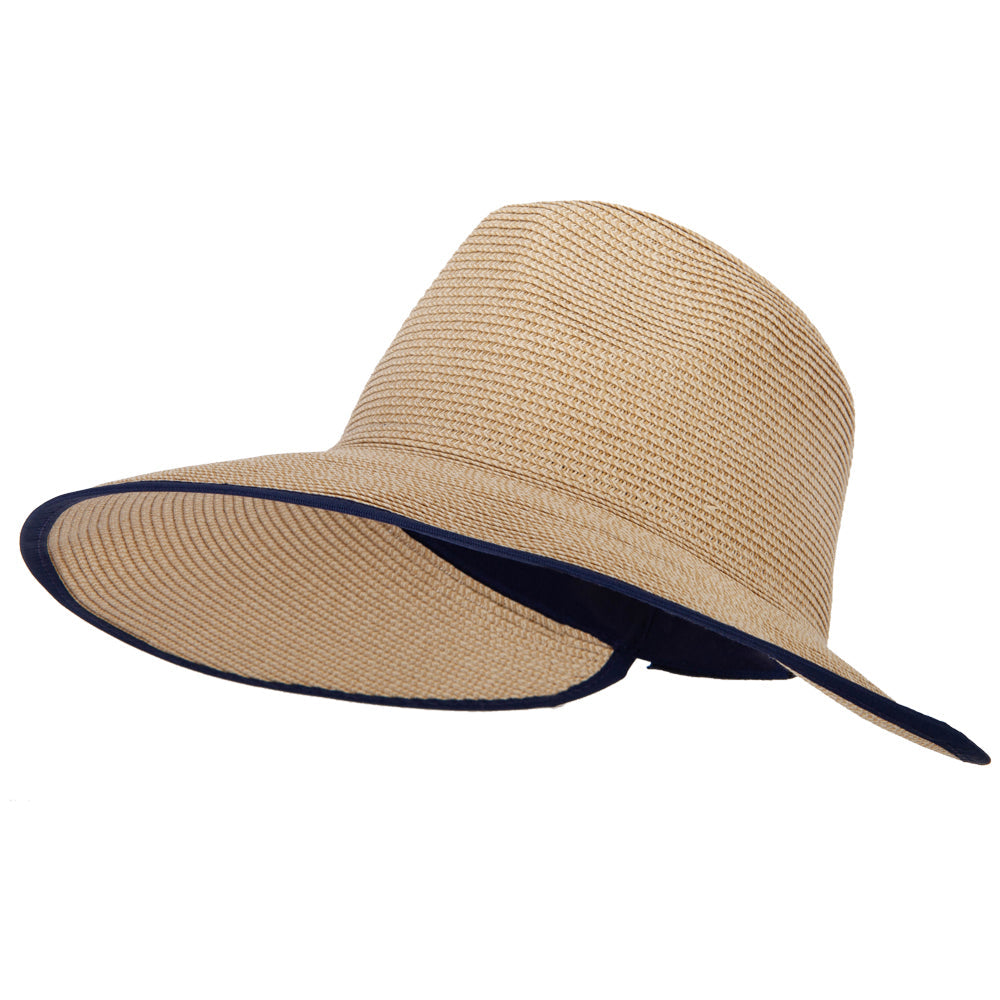 Women's Paper Braid Bow Accented Wide Split Brim Fedora Hat