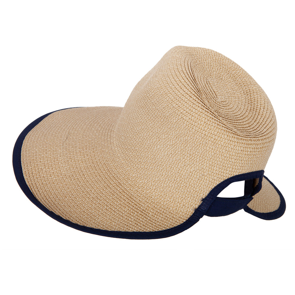 Women's Paper Braid Bow Accented Wide Split Brim Fedora Hat