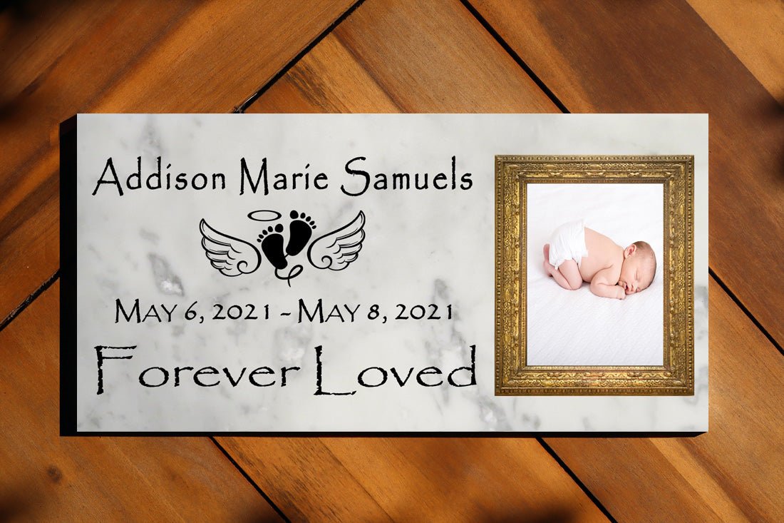 Baby Memorial Plaque – Custom Photo Marble Remembrance Stone | Forever Loved