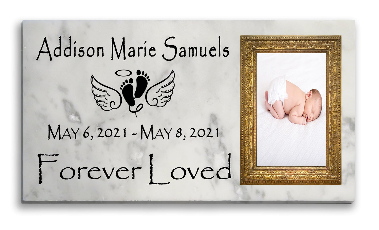 Baby Memorial Plaque – Custom Photo Marble Remembrance Stone | Forever Loved