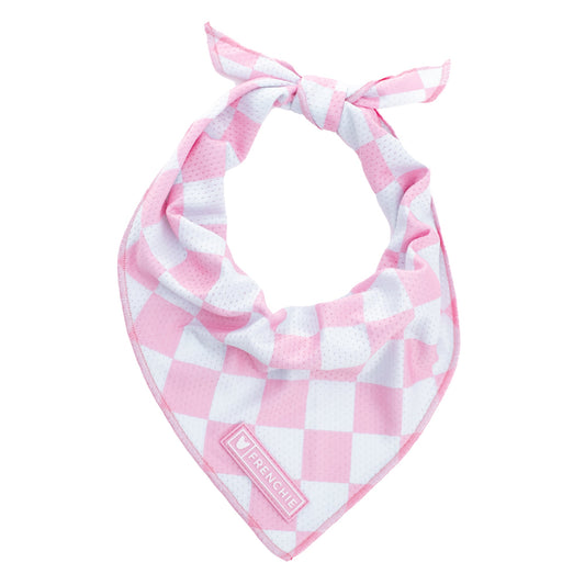 Frenchie Cooling Bandana - Solid Pink Bubblegum Checkered