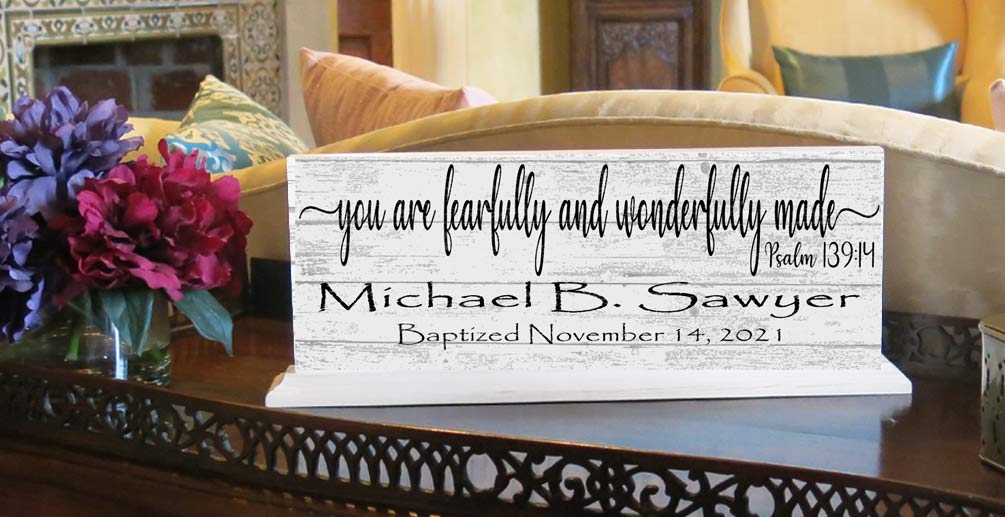 Baptism Gift Personalized Christening Present You Are Fearfully And Wonderfully Made With Name and Baptism Date