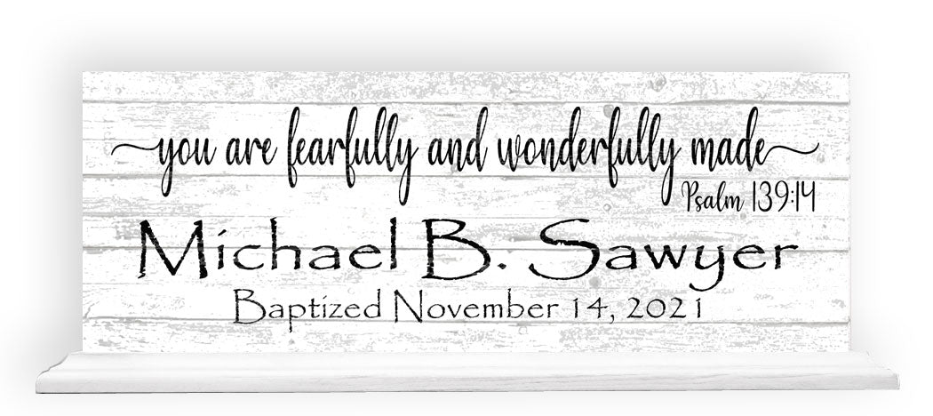 Baptism Gift Personalized Christening Present You Are Fearfully And Wonderfully Made With Name and Baptism Date