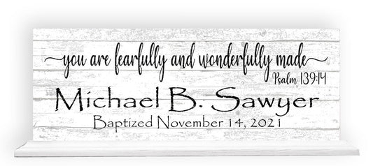 Baptism Gift Personalized Christening Present You Are Fearfully And Wonderfully Made With Name and Baptism Date