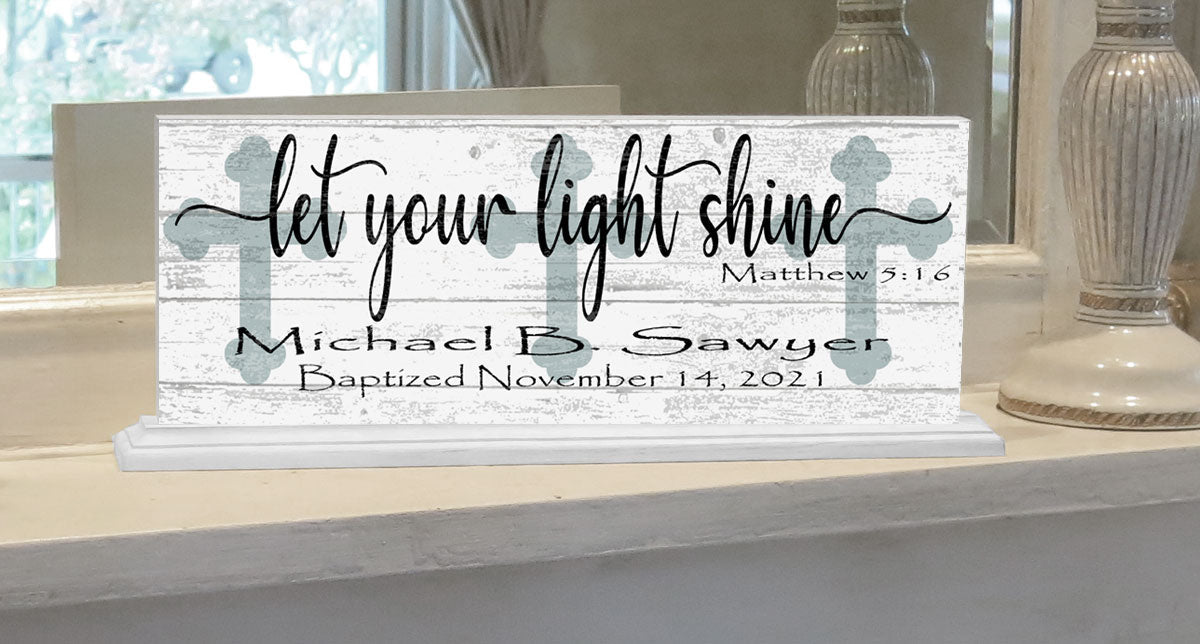 Baptism Gift Personalized Keepsake Present Let Your Light Shine