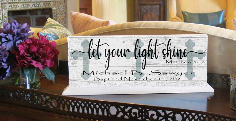 Baptism Gift Personalized Keepsake Present Let Your Light Shine