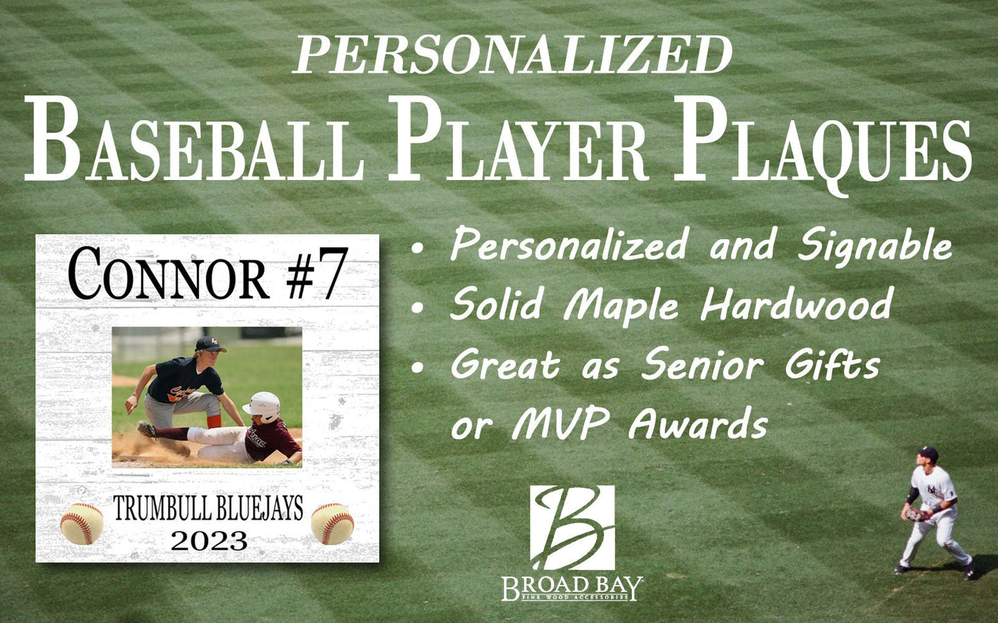 Baseball Award Recognition Photo Plaque - Senior Season Year End Gift, Coach or MVP 10.5x10.5 Inches