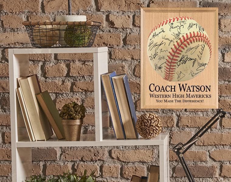 Baseball Coach Gift Plaque Personalized SIGNABLE by Team