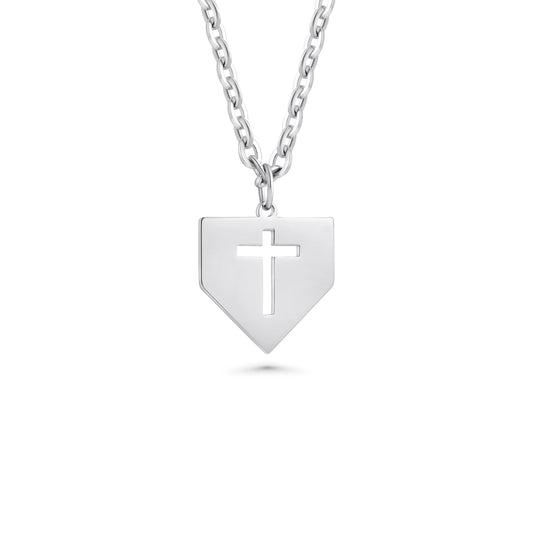Baseball Home Plate Cross Necklace