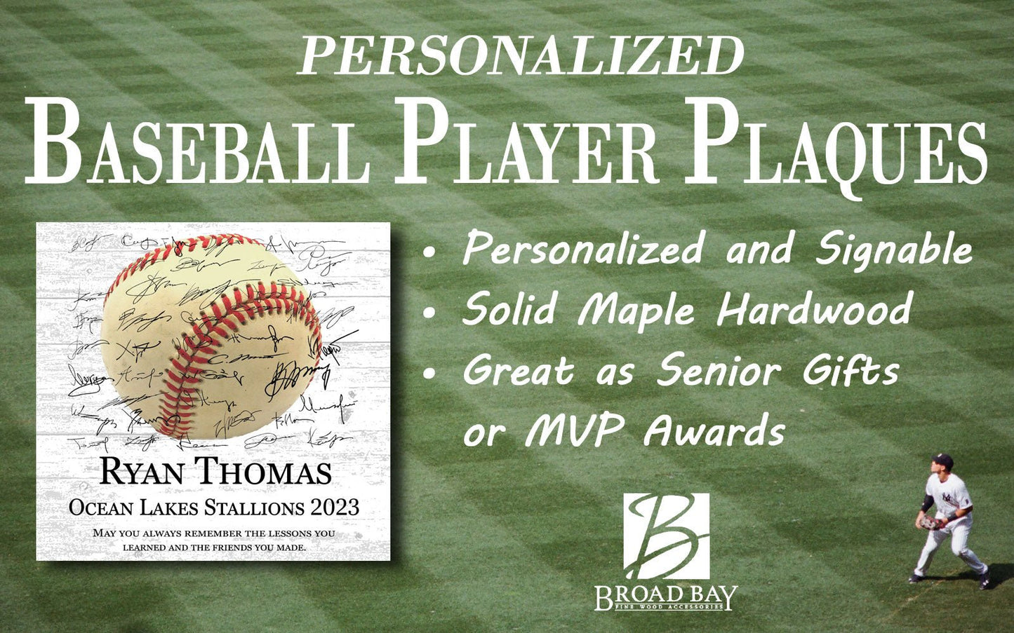 Baseball Plaque Recognition Award Signable Personalized Senior Season End Gift or MVP