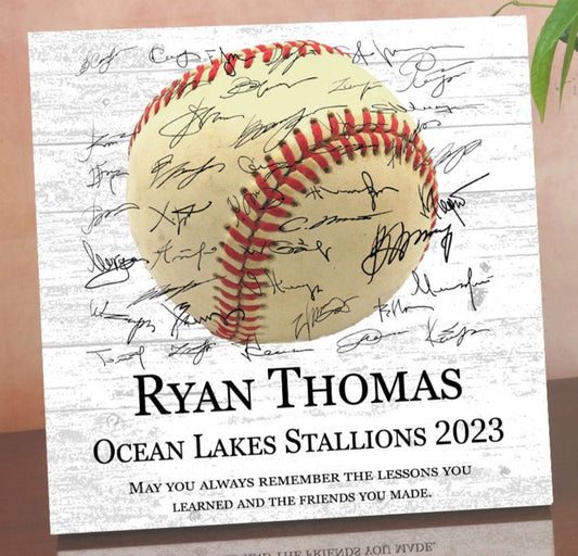 Baseball Plaque Recognition Award Signable Personalized Senior Season End Gift or MVP