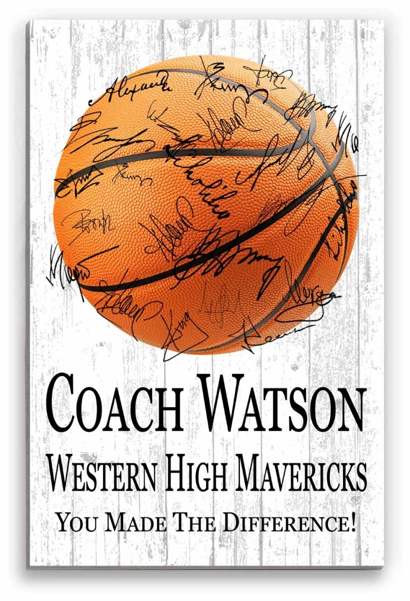Basketball Coach Gift Plaque Signable by The Team