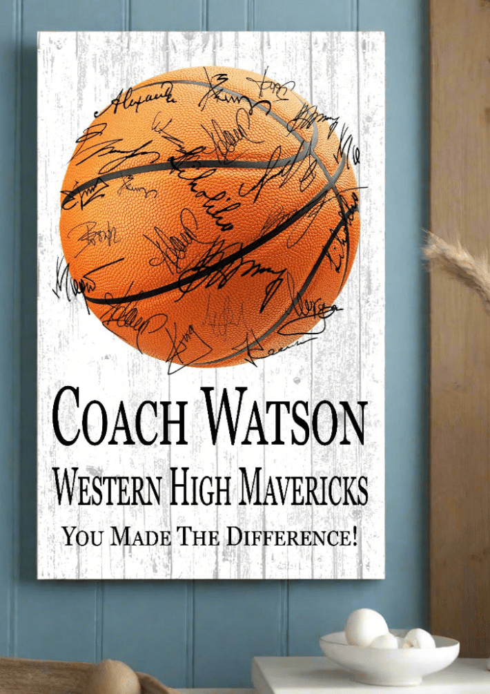 Basketball Coach Gift Plaque Signable by The Team