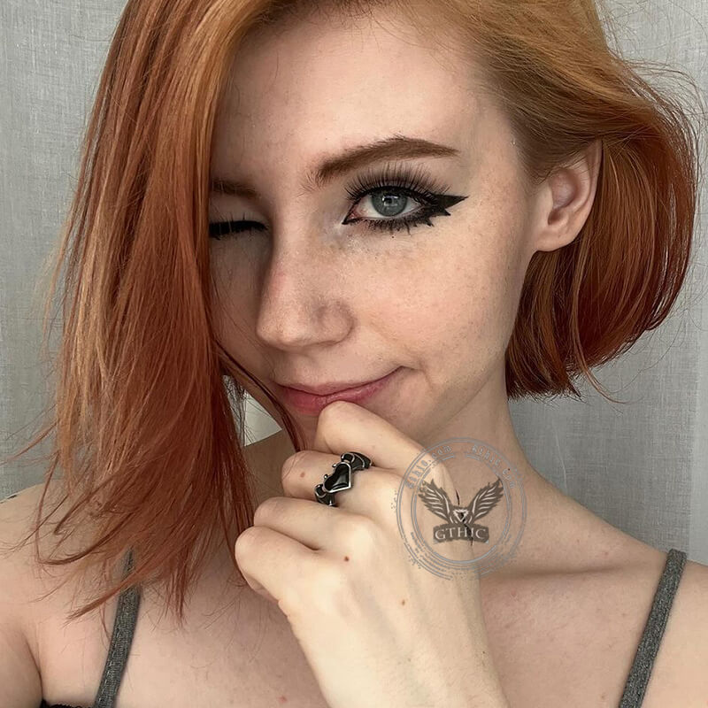 Bat And Heart Stainless Steel Gothic Ring