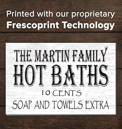 Bathroom Wall Sign Personalized Farmhouse Décor Hot Baths 10 Cents