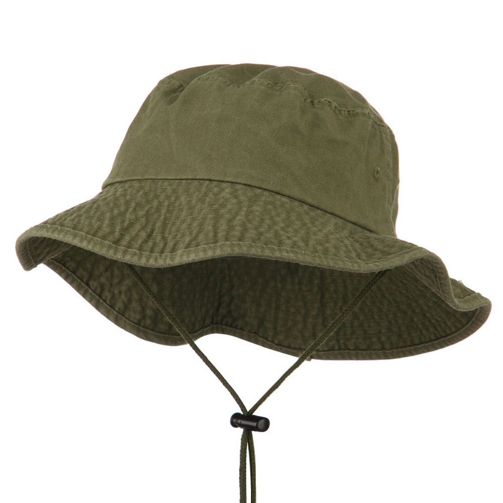Big Size Washed Bucket Hat with Chin Cord