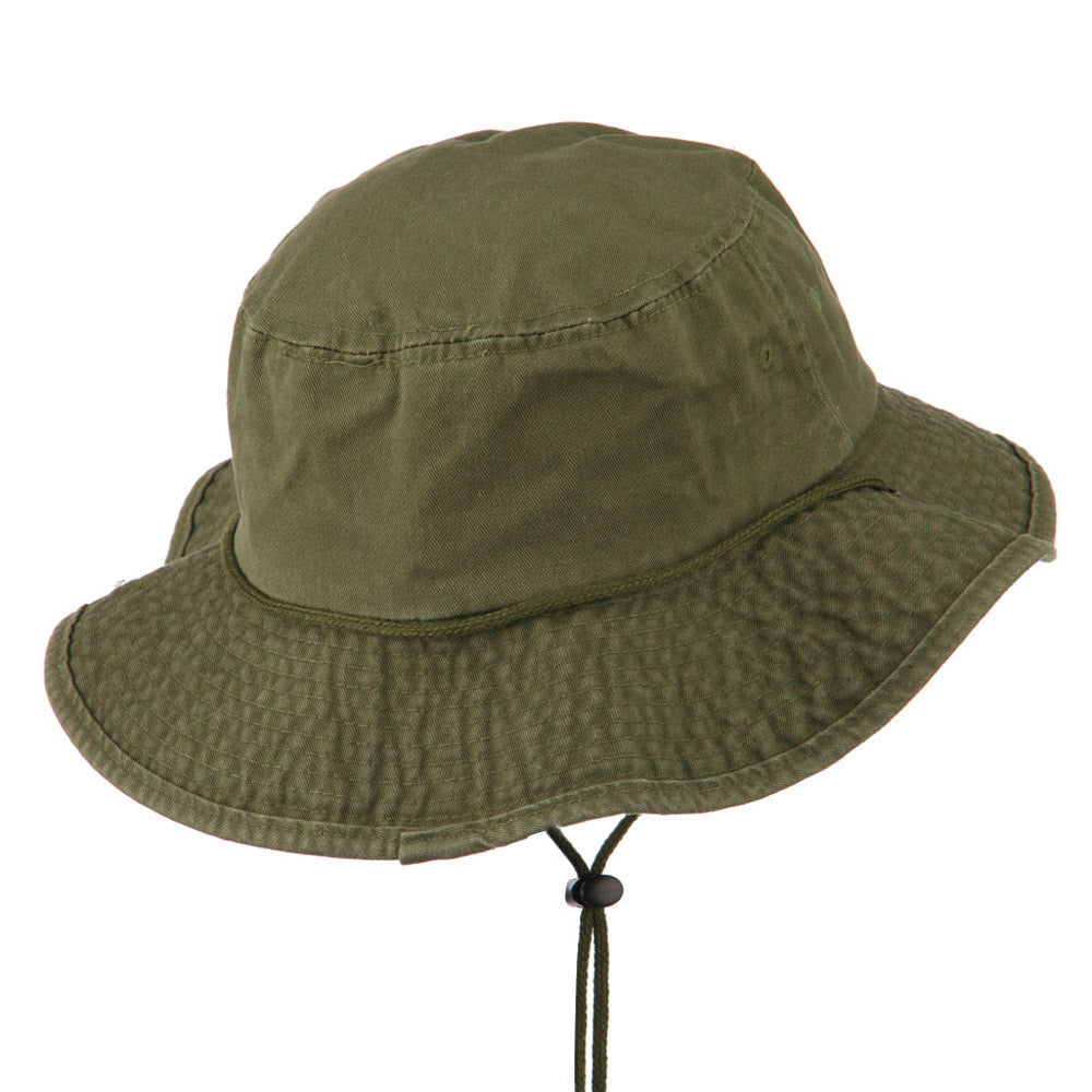 Big Size Washed Bucket Hat with Chin Cord