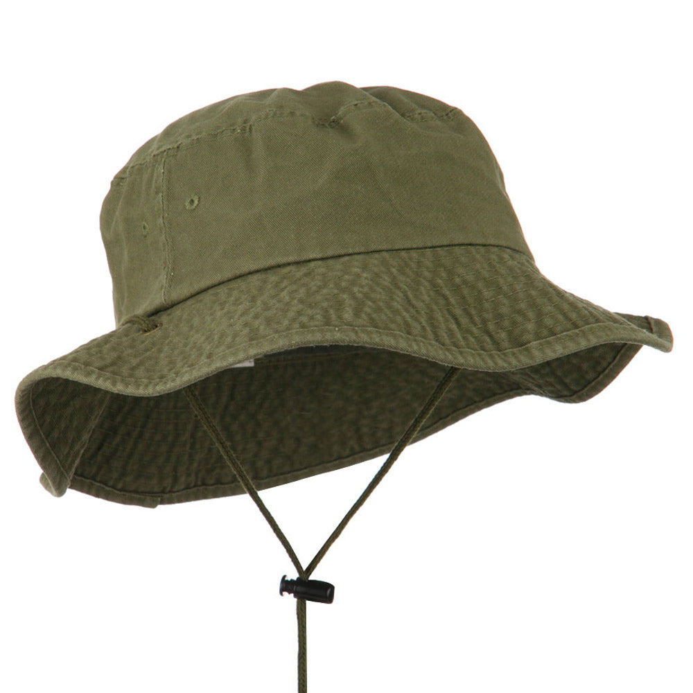 Big Size Washed Bucket Hat with Chin Cord