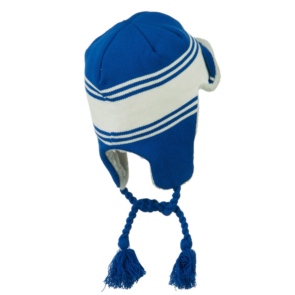 Contrast Jacquard Striped Knit Hat