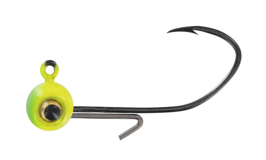 Cam's 20ct. Premium Honey Chartreuse (1/16 #4 Nasty Bend Hook) Holographic Life Like Double Paint Jig Head