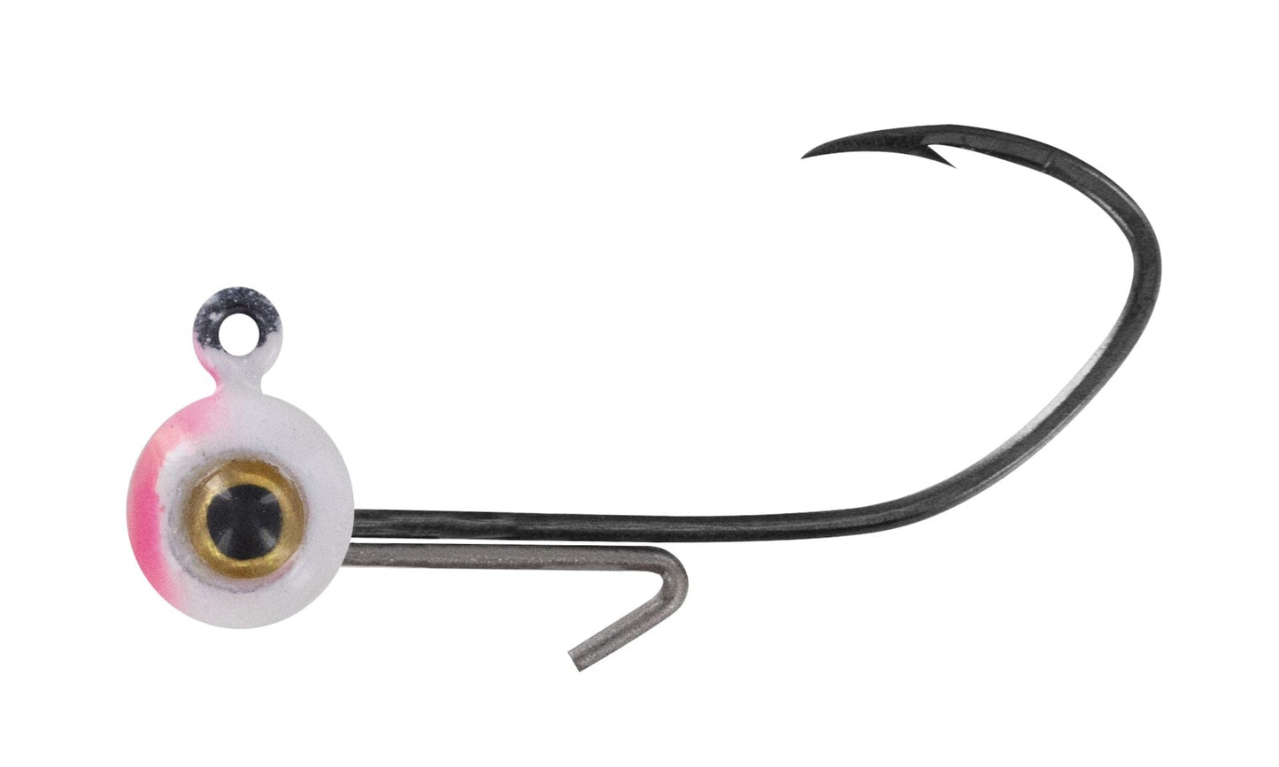 Cam's 20ct. Premium White & Pink (1/16 #4 Nasty Bend Hook) Holographic Life Like Double Paint Jig Head