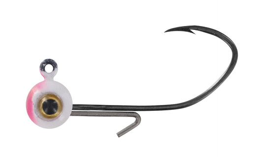 Cam's 20ct. Premium White & Pink (1/8 #2 Nasty Bend Hook) Holographic Life Like Double Paint Jig Head