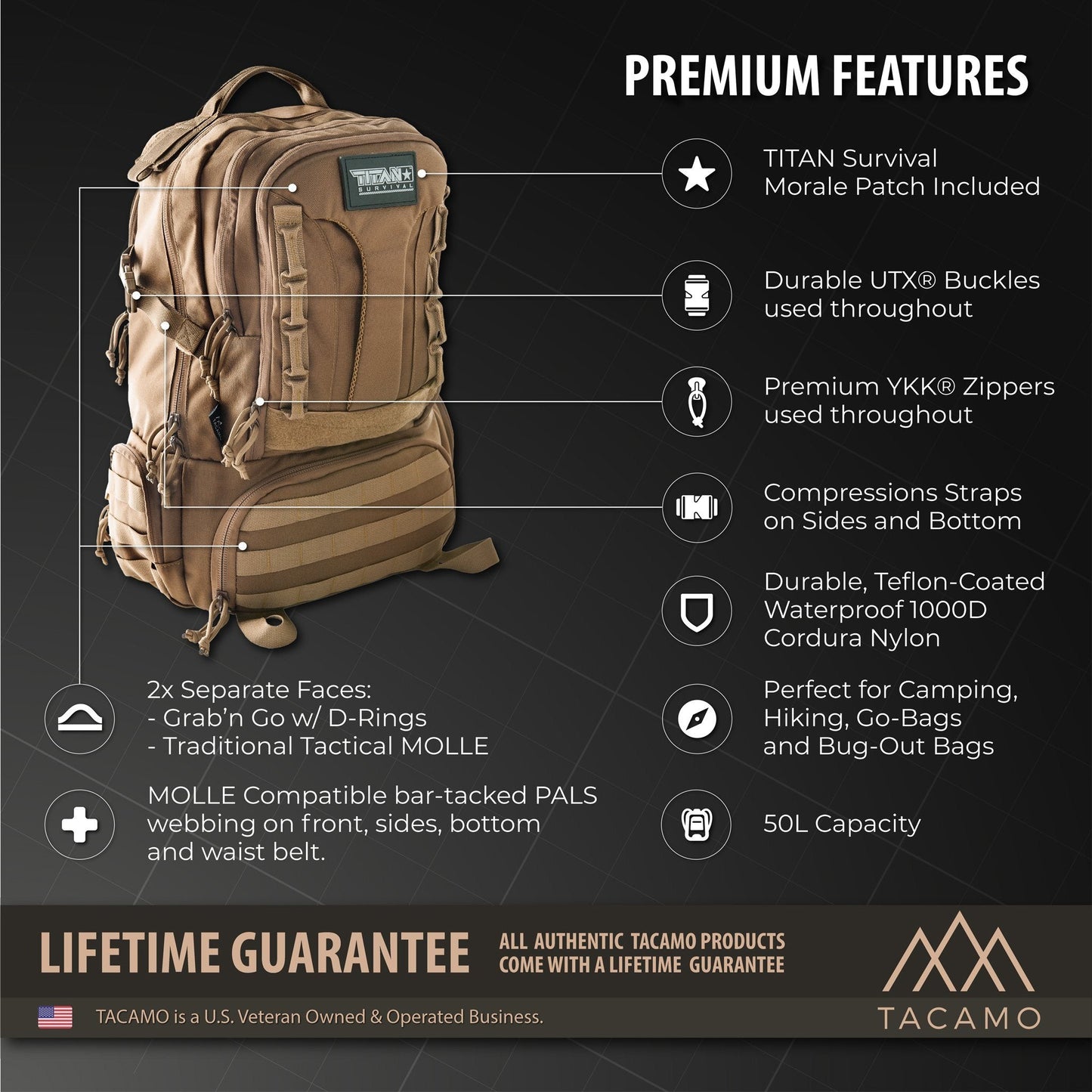 LIQUIDATION! - 50L 72-Hour Tactical Backpack