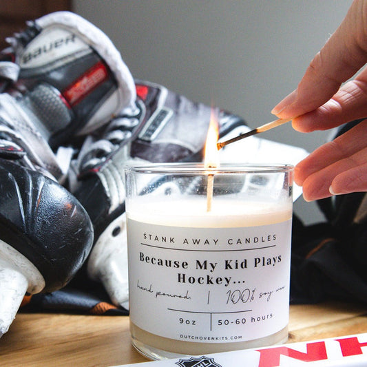 Because My Kid Plays Hockey Candle
