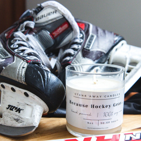 Because Hockey Gear Candle