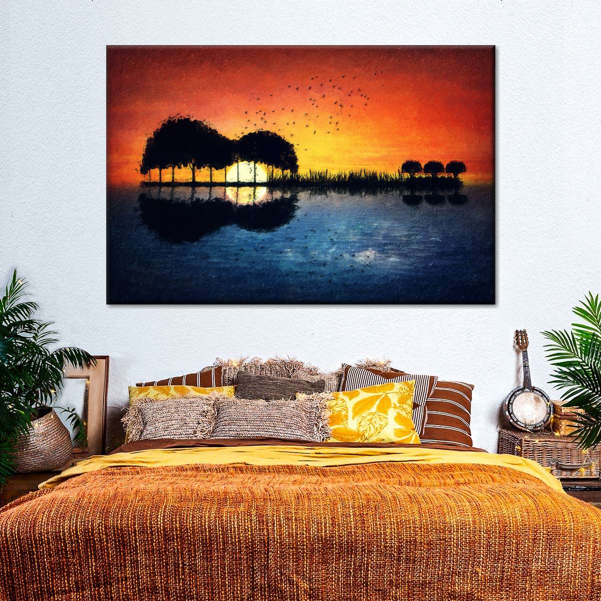 Guitar Sunset Wall Art