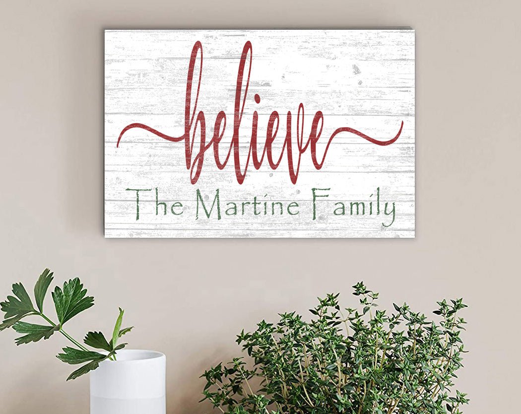 Believe Christmas Sign Personalized Wood Christmas Wall Décor