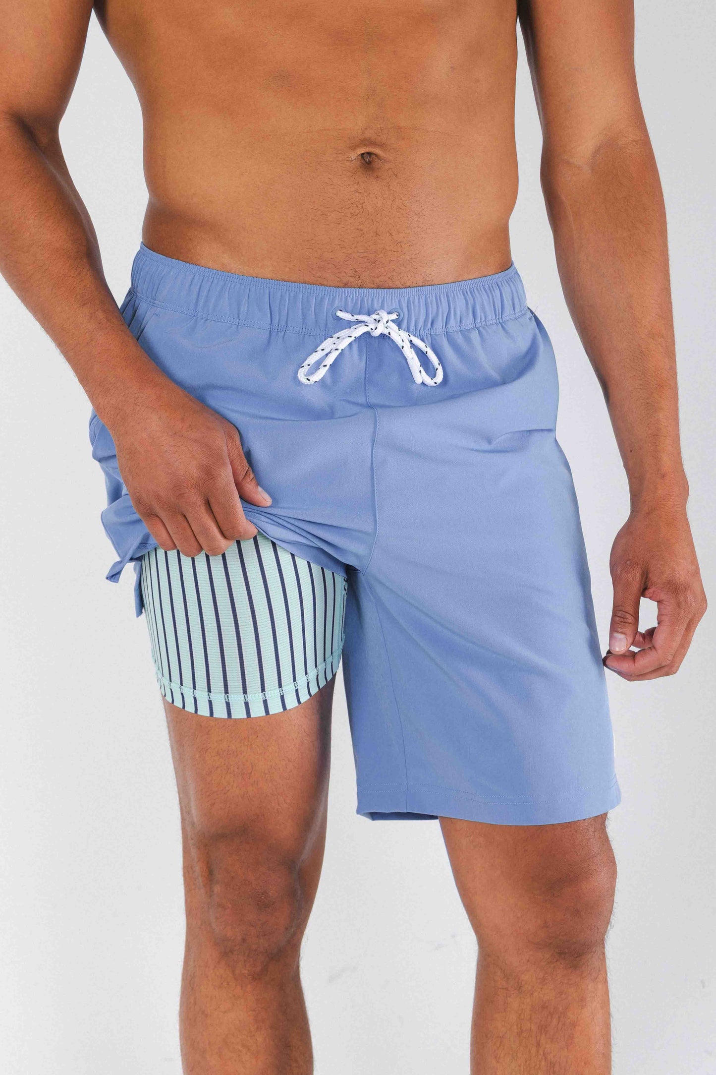 The Belly Flop | Blue and Green Ball Hammock® Pouch 8" Swim Trunks