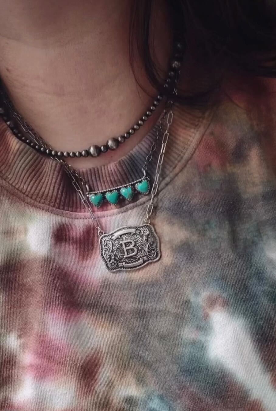 Belt Buckle Initial Necklace