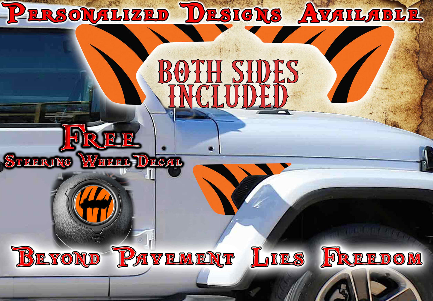 Tiger strips fender vent for the JL or JT 2018 or newer