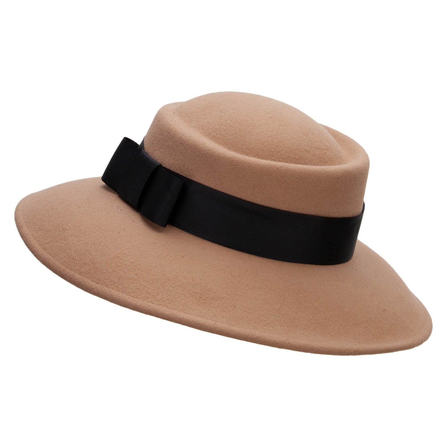 Women's Wool Brass Fox Head Accented Bow Band Gambler Hat