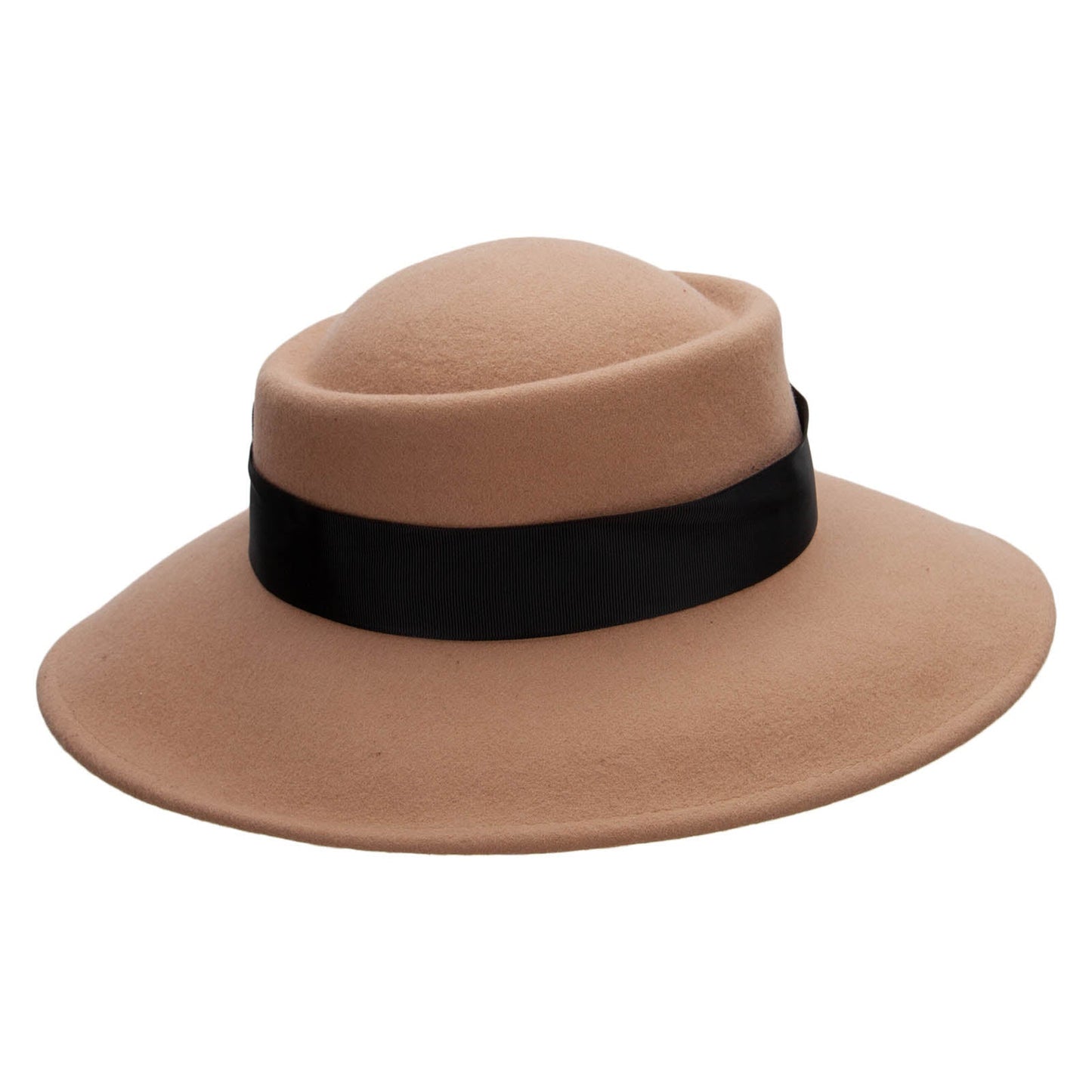 Women's Wool Brass Fox Head Accented Bow Band Gambler Hat