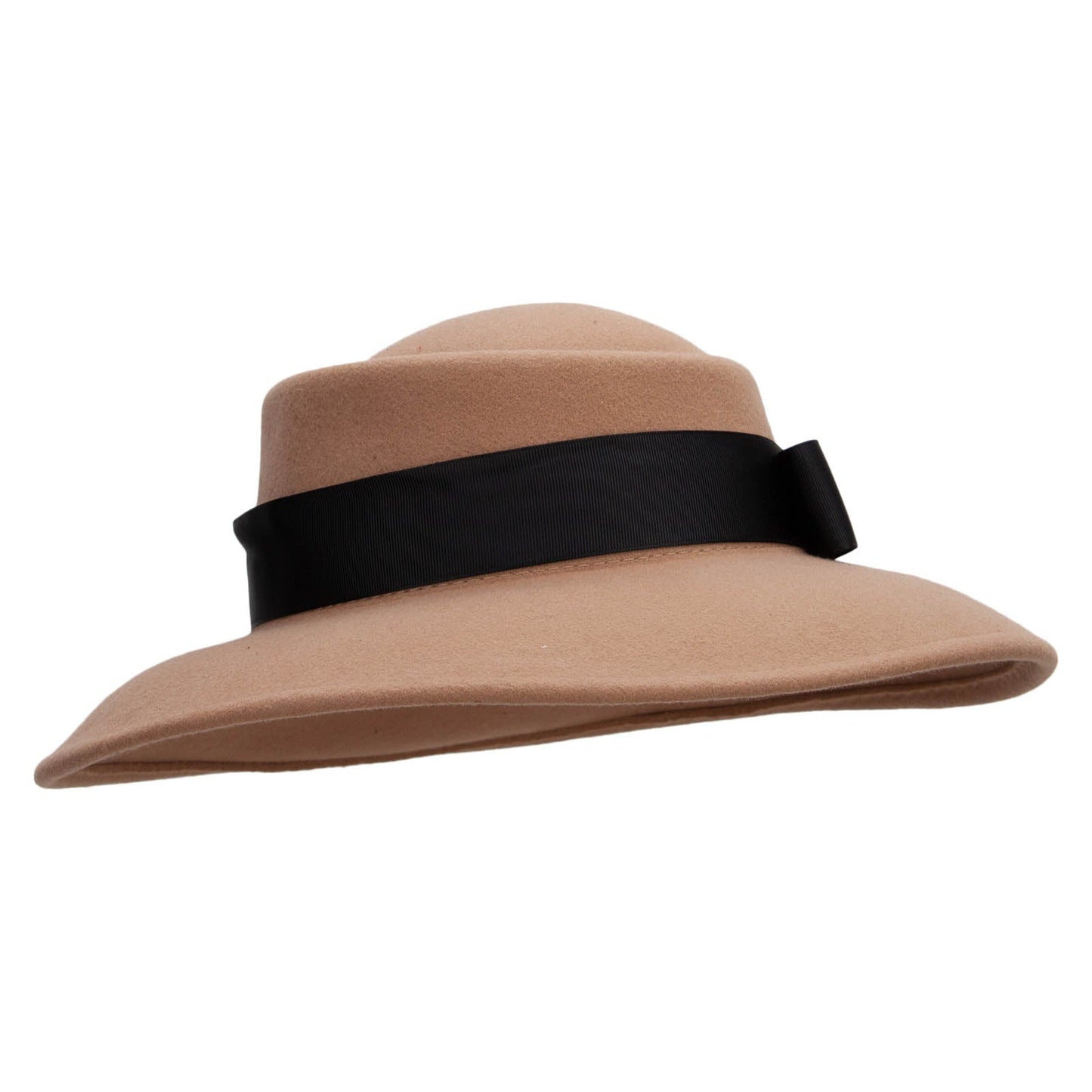 Women's Wool Brass Fox Head Accented Bow Band Gambler Hat