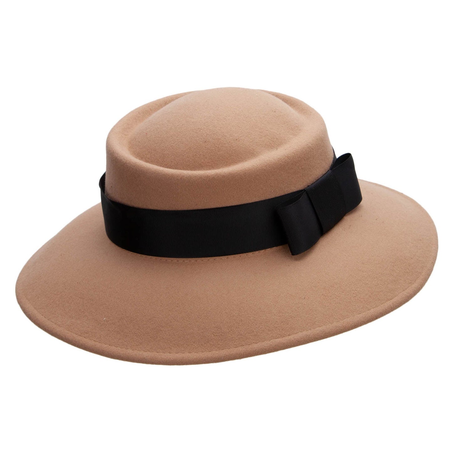 Women's Wool Brass Fox Head Accented Bow Band Gambler Hat