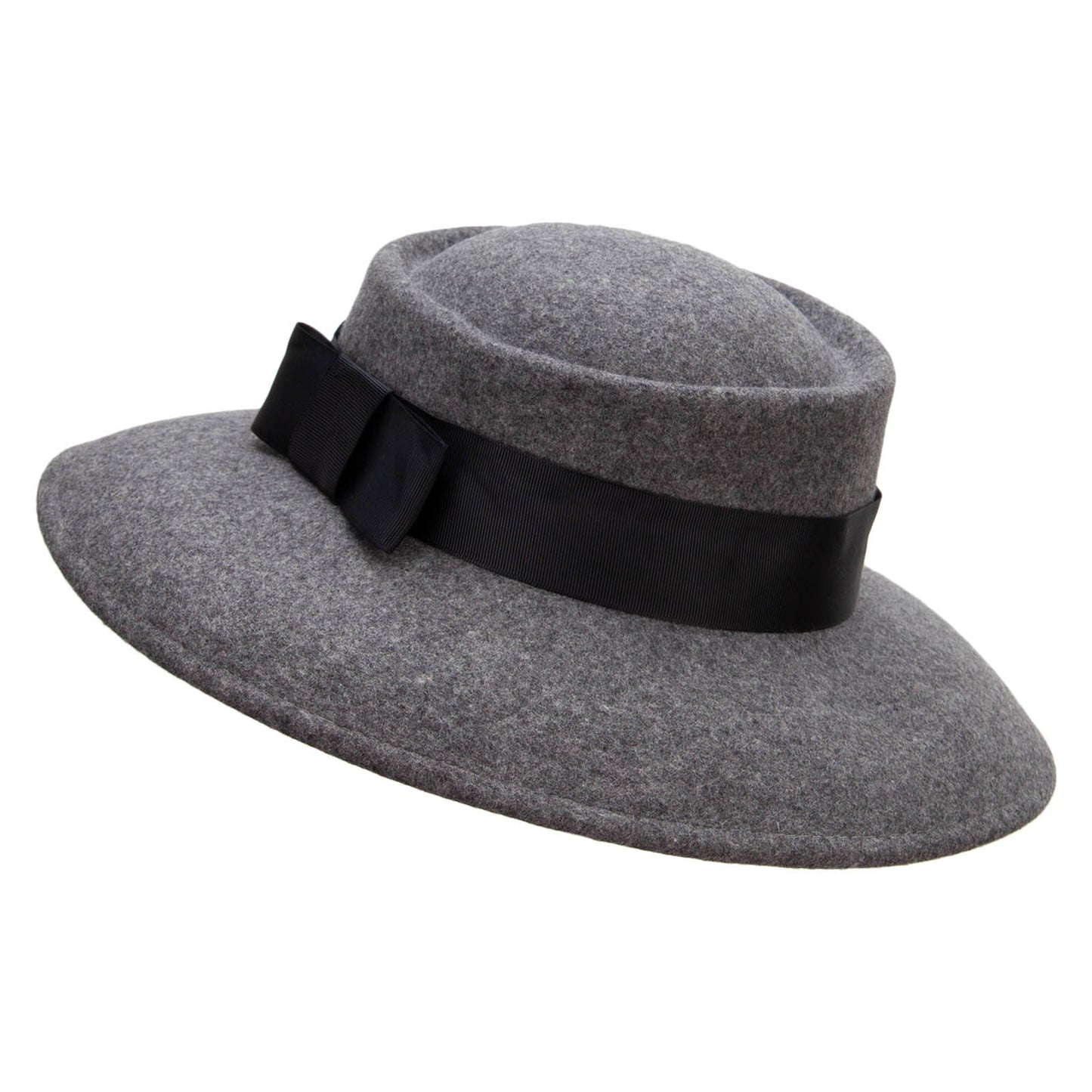 Women's Wool Brass Fox Head Accented Bow Band Gambler Hat