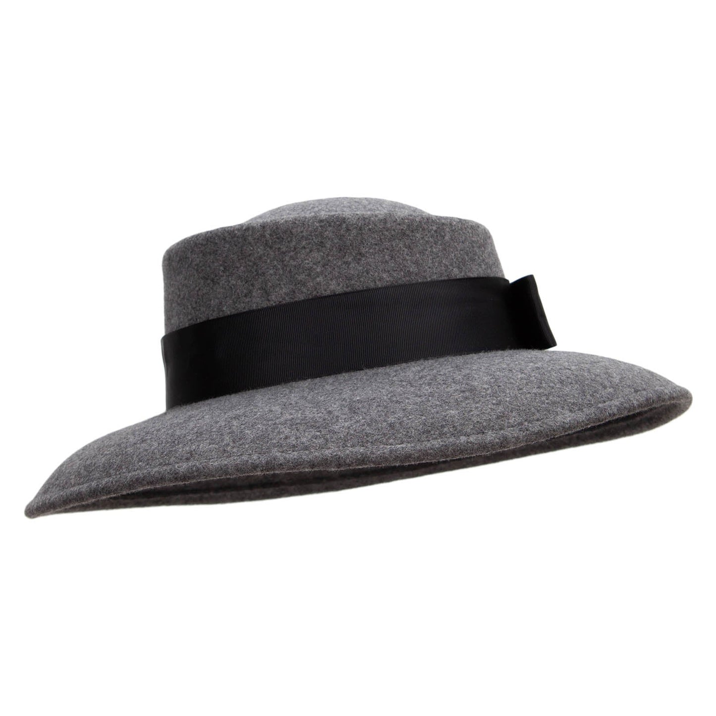 Women's Wool Brass Fox Head Accented Bow Band Gambler Hat