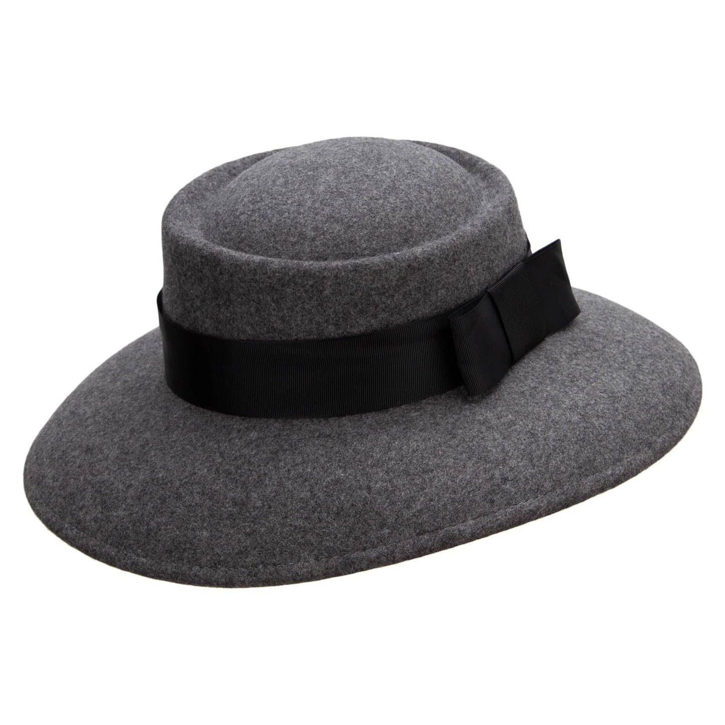 Women's Wool Brass Fox Head Accented Bow Band Gambler Hat