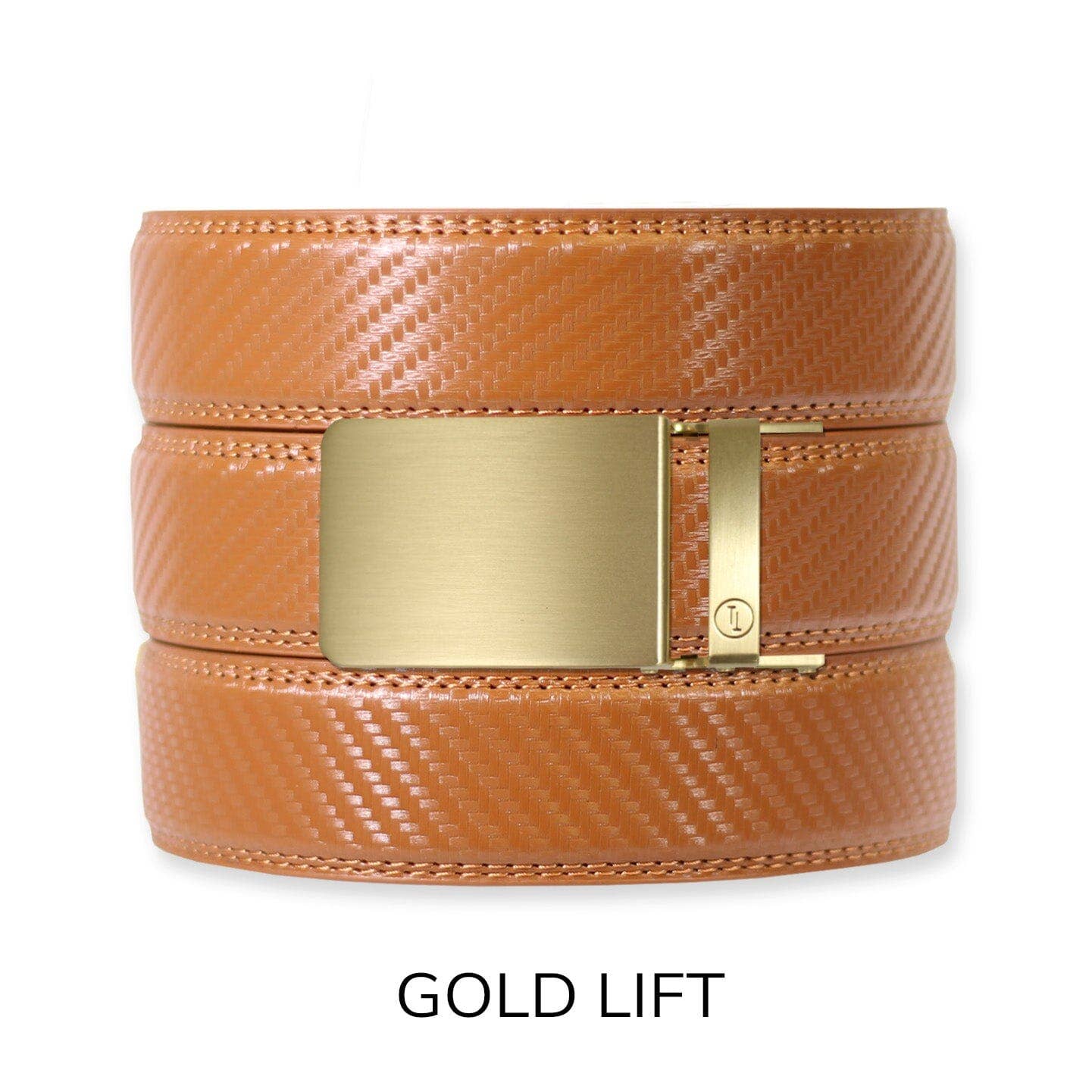 Carbon British Tan Leather Ratchet Belt & Buckle Set