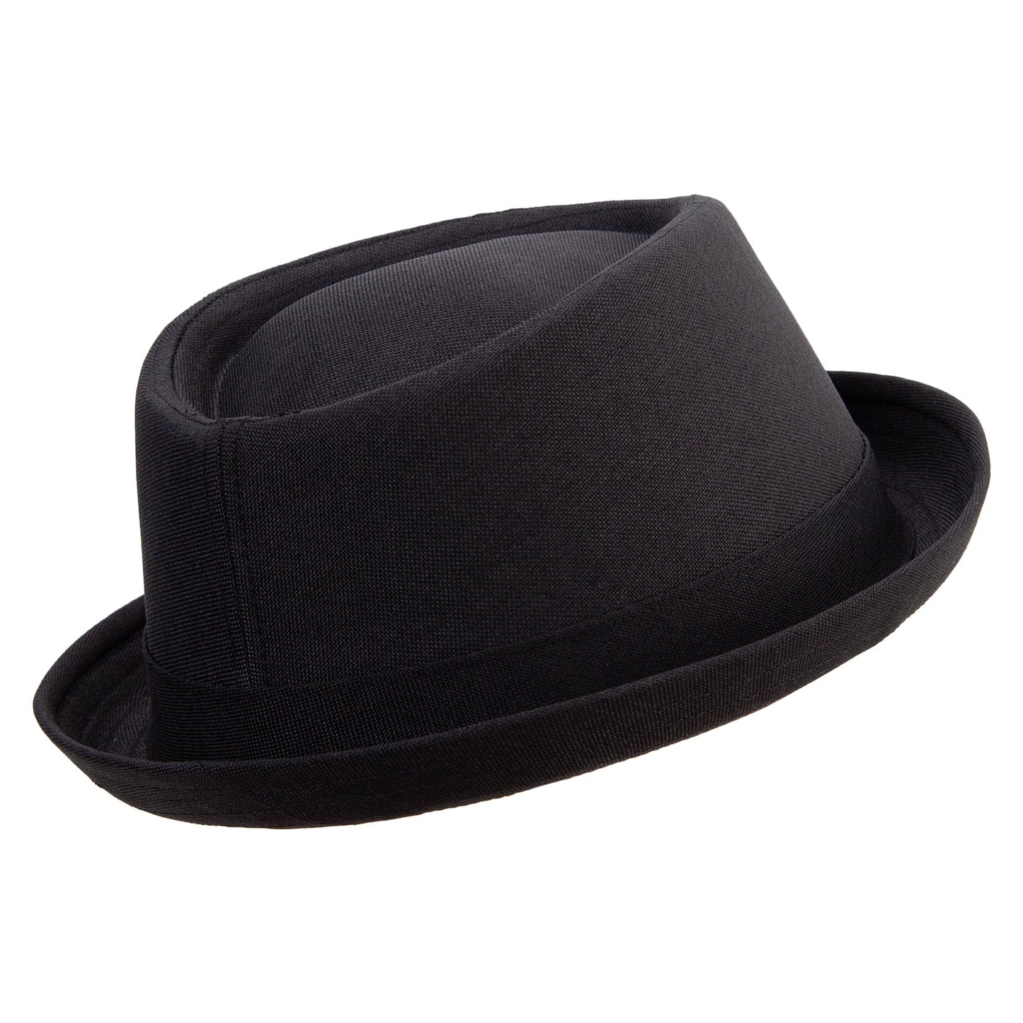 Big Size Polyester Linen Mixed Porkpie Upbrim Fedora