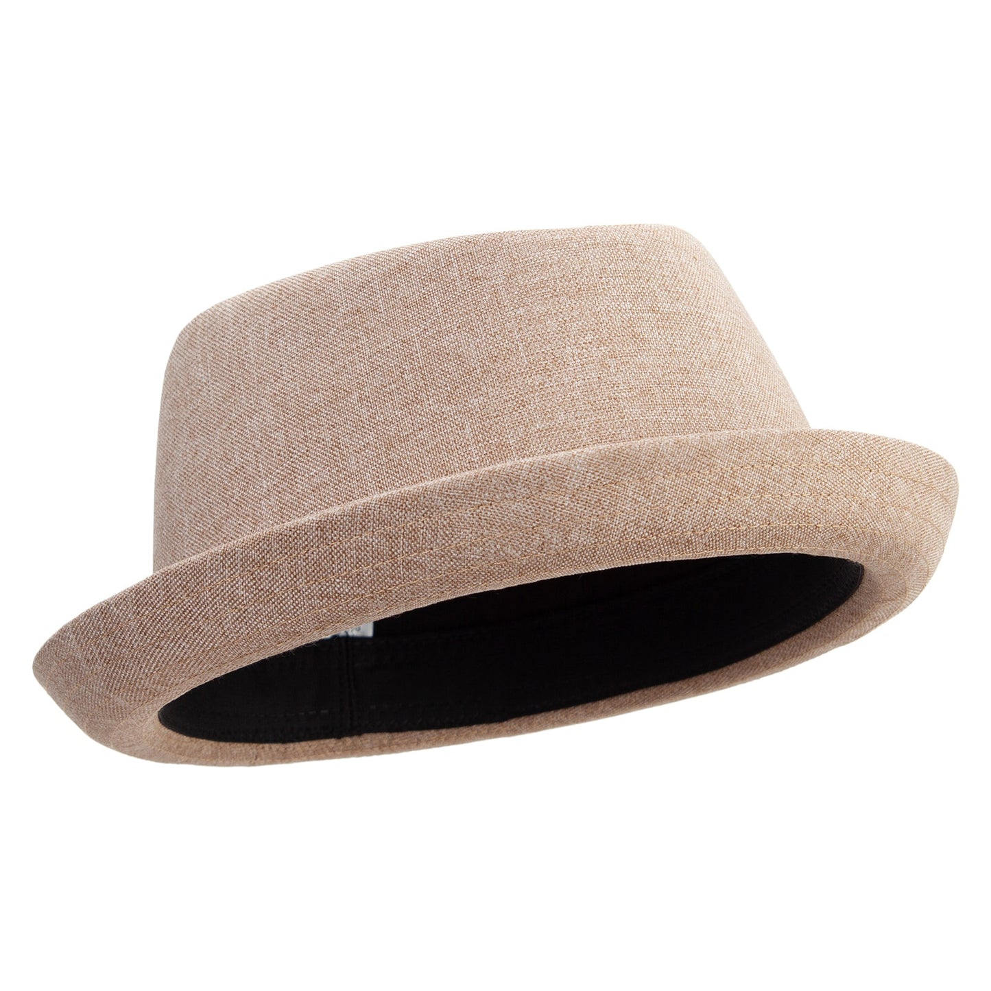 Big Size Polyester Linen Mixed Porkpie Upbrim Fedora