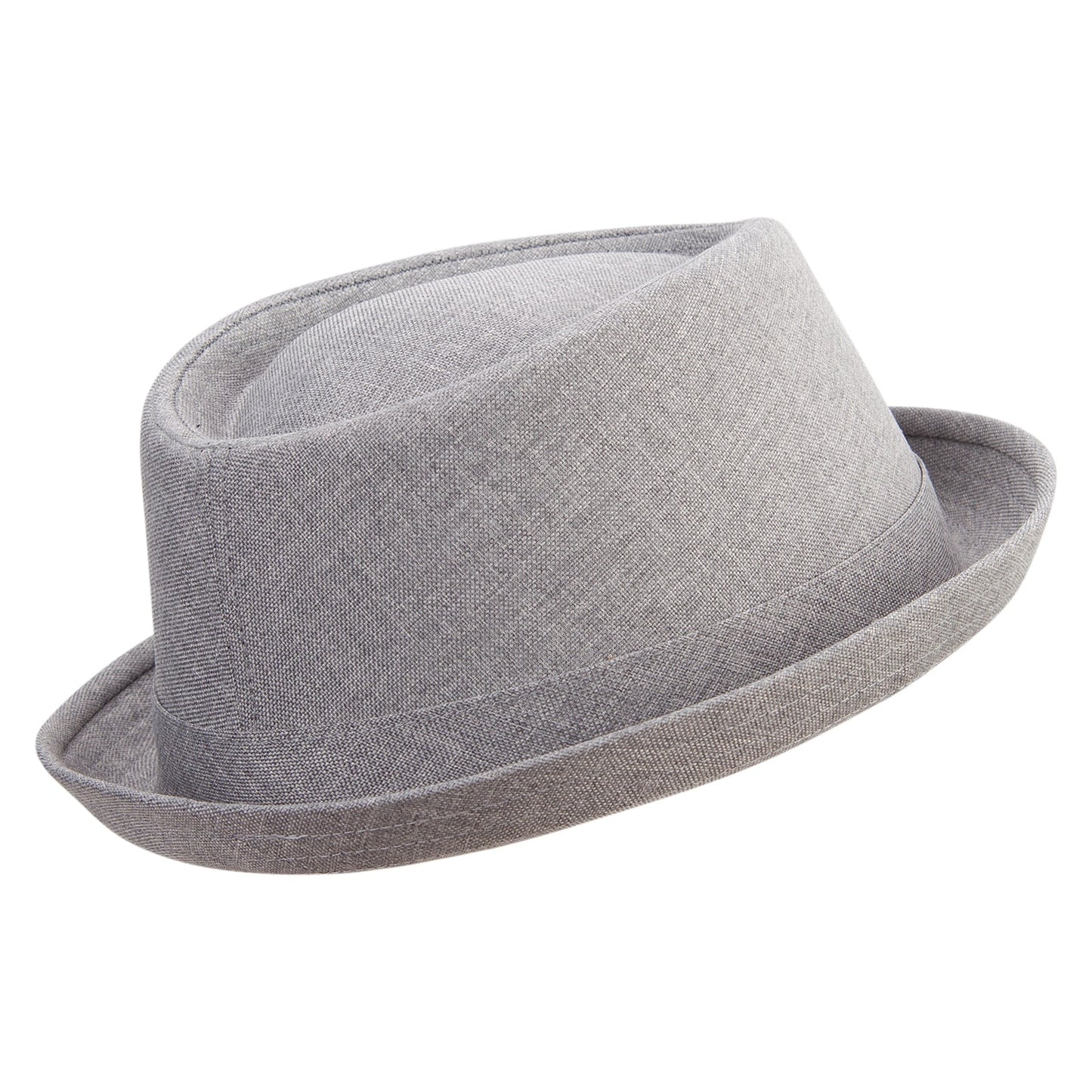 Big Size Polyester Linen Mixed Porkpie Upbrim Fedora