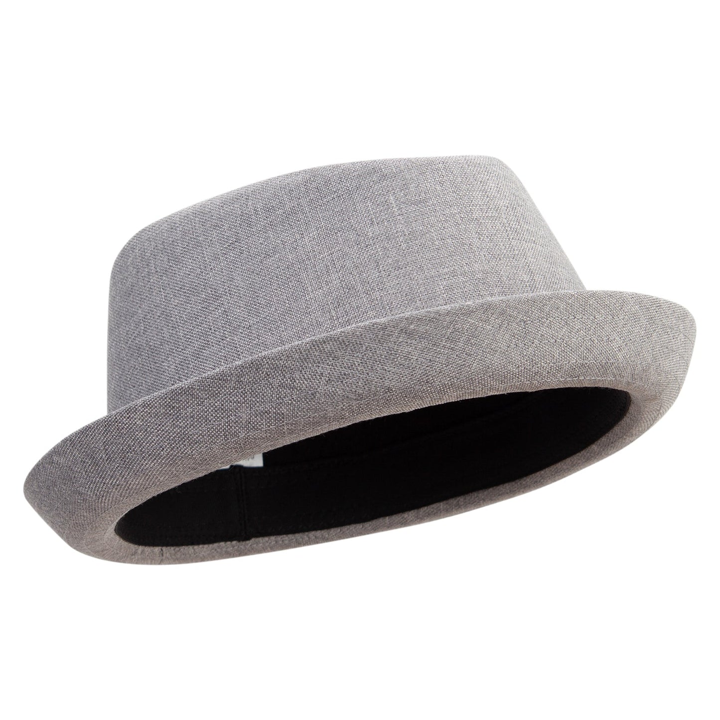 Big Size Polyester Linen Mixed Porkpie Upbrim Fedora