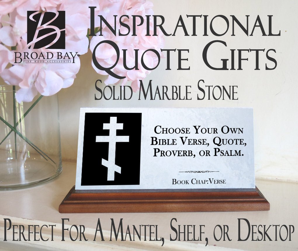 Bible Verse Marble Plaque – Custom Christian Desk Gift with Orthodox Cross and Scripture Quote