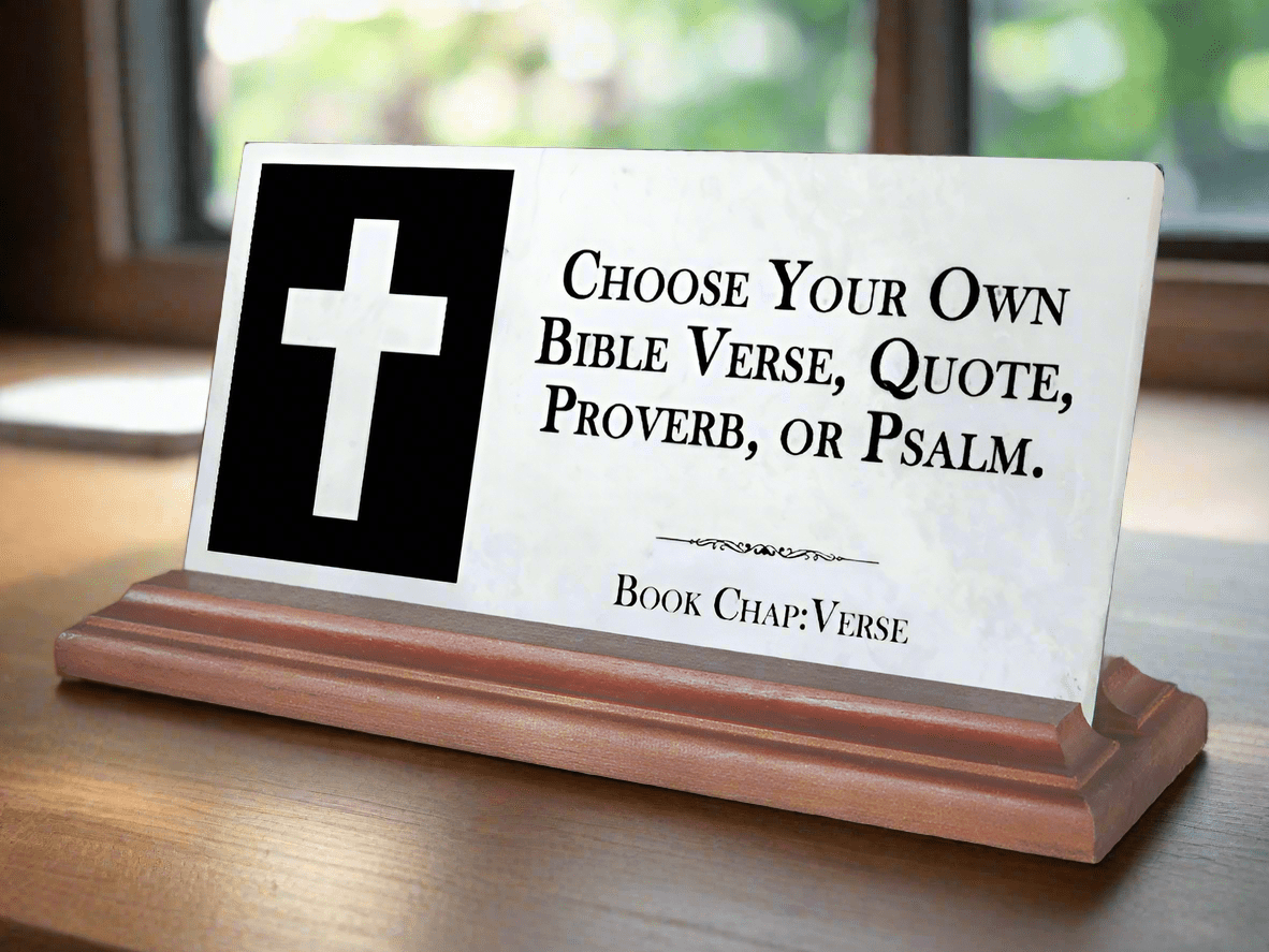 Bible Verse Marble Plaque – Custom Christian Gift with Cross and Personalized Scripture